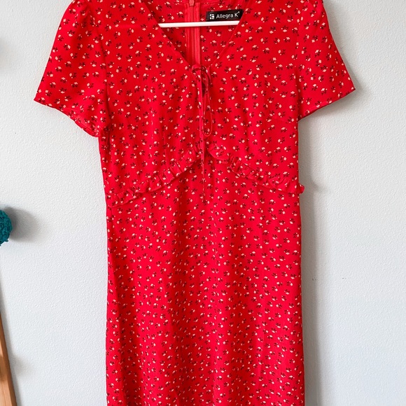 Allegra K Dresses & Skirts - Red floral print dress